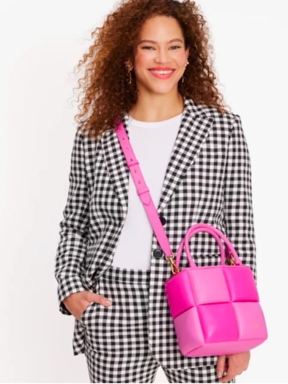 kate spade Bright Pink Woven-Block Crossbody Bag